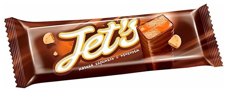 Батончик JET S с печен. и мяг. карам. 42 гр. блок (18 шт.) фото 1